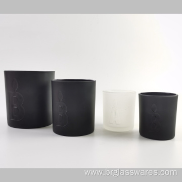 Matte black glass cande jar with deep spray finish